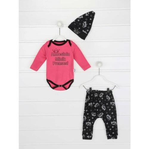 Fuchsia Mother Tiny Princess Baby Girl 3 PCs Set