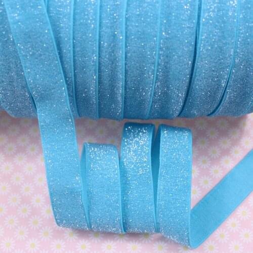 #M-9(12) misty turquoise glitter elastic metallic velvet ribbon 150yards/lot