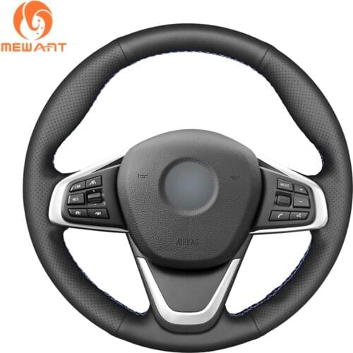 MEWANT Black Artificial Leather Hand Sew Wrap Comfortable Soft Car Steering Wheel Cover for BMW F45 F46 X1 F48 X2 F39 2 Series