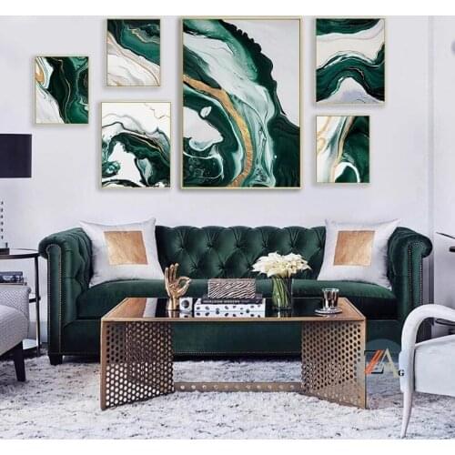 Minimalist wall posters modern style oil painting green texture contemporary art room decoration painting