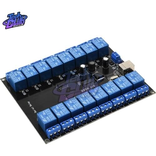 Relay Module R223C16 16-Channel Relay Board DC 7V-38V Relay Module Female Interface Serial Port Smart Module