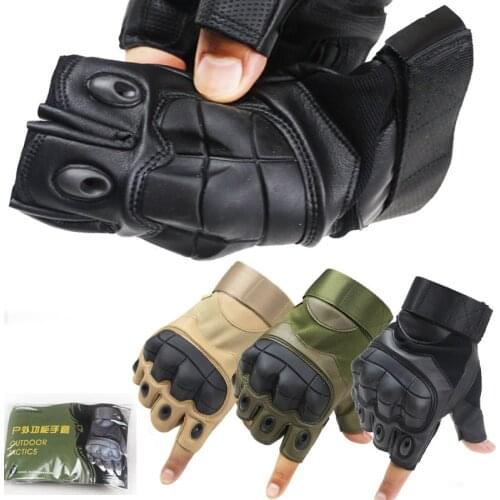Mens Military Tactical Hard Knuckle Half finger Gloves Army Combat Hunting Shooting Airsoft Paintball Police Duty - Fingerless