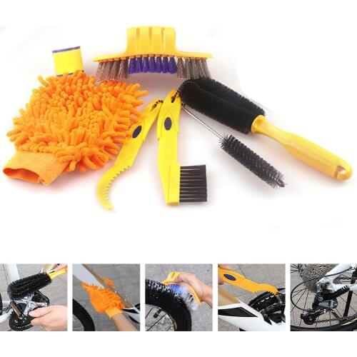 6Pcs Hose Pipe Crankset Tire Cleaning Brush Set Cycling Cleaning Kit Bicycle Brush Maintenance Tool for Road Bicycle/MTB/ATV/BMX