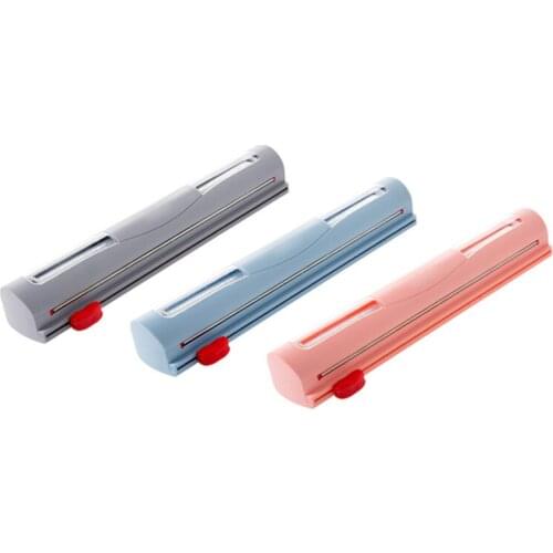 Plastic Wrap Dispenser with Slide Cutter Reusable Foil & Sealing Film Cutter Kitchen Storage Accessory Adjustable Length JA55