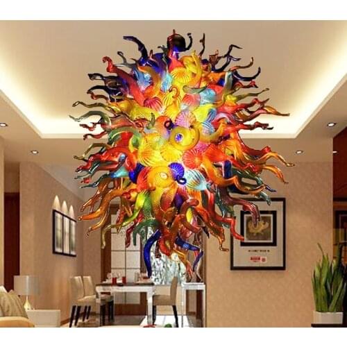 Luxury LED Chandelier Ceiling Mounted Lamparas for Home Vintage Colorful Chandeliers Lighting Fixture Hand Blown Glass Lustres