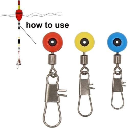 10pcs/lot Fishing Swivels Connector Stop Space Bean Fishing Line to Hook Shank Clip Connector Snaps