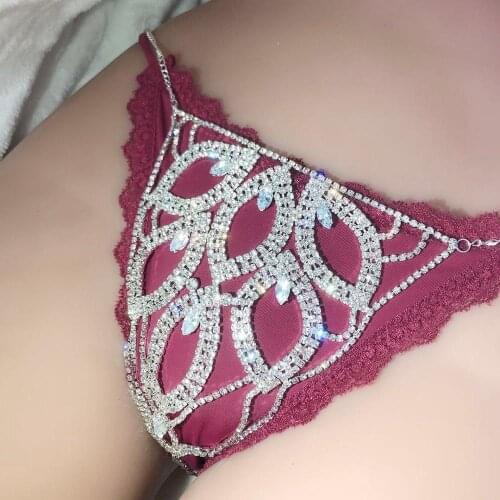 Sexy waist body jewelry crystal underwear jewelry womens eyes Rhinestone Thong Bikini Underwear Valentines Day gift
