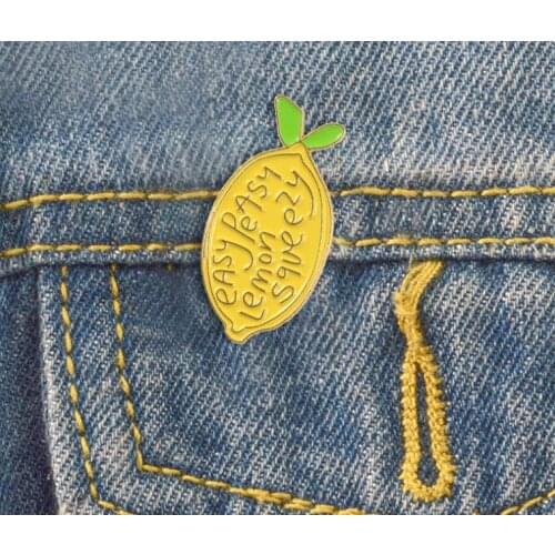 WEISHUOLI Cute Yellow Lemon Fruit Metal Enamel Brooch Pin Wholesale Fashion Bag Hat Badge jewelry For Women