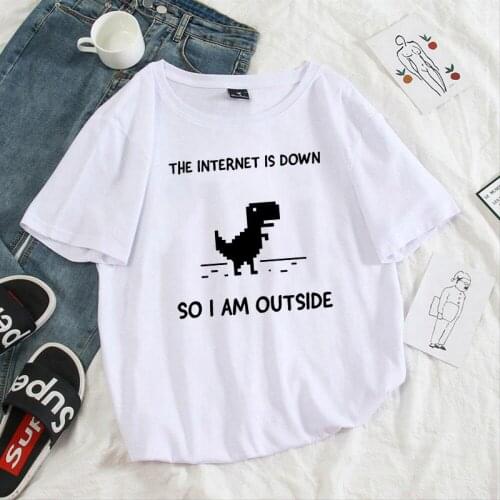 90s Girl Harajuku Tshirt O-neck short sleeve Lady T shirt Cartoon Dinosaur Fun print t-shirt women mujer