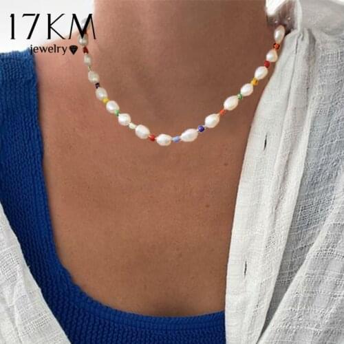 Vintage Baroque Pearl Choker Necklace For Women Retro Elegant Colorful Irregular Pearl Beads Necklaces Accessories Jewelry