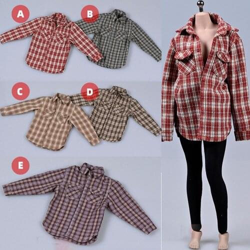 1/6 Male Female Soldiers Retro Casual Plaid Shirt for 12 inch Action Figures Model Clothing Accessories