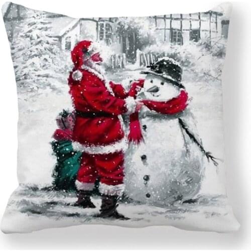 1PCS 45*45CM Pillowcase Happy New Year Christmas Pattern Printed Sofa Pillow Cover Bed Home Decor Cushion Cover Decoration Case