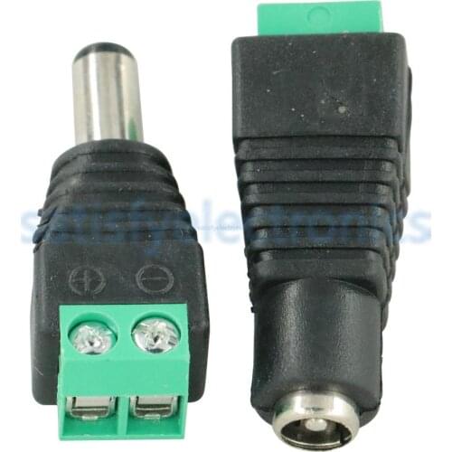 10pcs /5 sets green Male + Female 12V 2.1x5.5MM DC Power Jack Plug Audio AUX free welding socket Connector