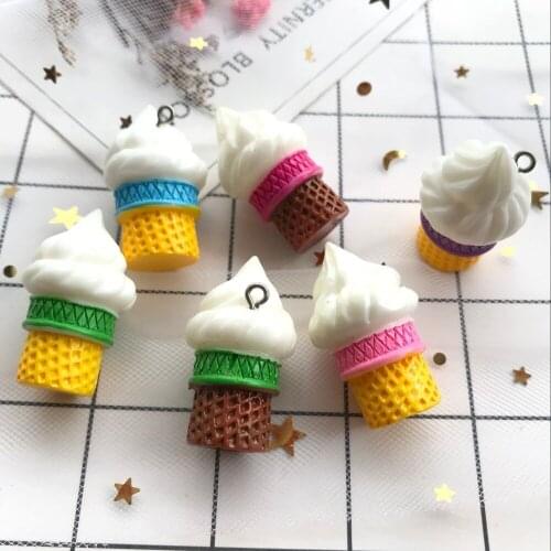 New 3d resin mix 10pcs kawaii Ice cream charms necklace pendant keychain charms for gift DIY decoration