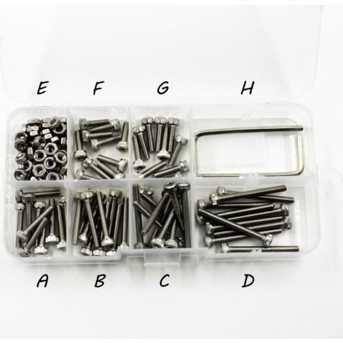 122pcs M3 A2-70 304 Stainless Steel Allen Hex Head Socket Cap Screw Bolt Nuts Set Kit