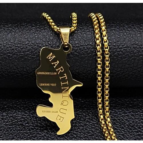 2021 Martinique Stainless Steel Statement Necklace for Men Jewelry Gold Color Long Necklace Jewelry cadenas para hombr N1028S02