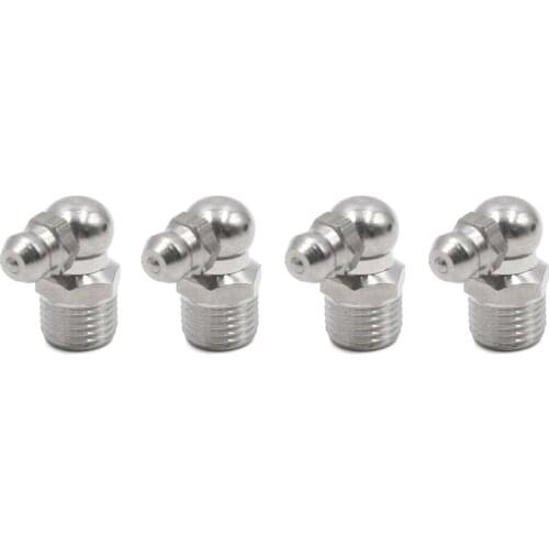 3pcs M10 x 1 Stainless Steel Motorcycle Car Straight 45 Degree 90 Degree Grease Nipple Fitting, 3 Pack