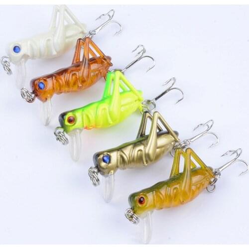 5Pcs/Lot 4cm/3g Bionic Grasshopper Fishing Bait Lure Wobbler Crankbait Artificial Lifelike Insect Hard Fishing Baits Lure