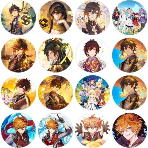 Free Shipping 58mm Online Game Genshin Impact Brooch Pin Cosplay Badge Accessories For Clothes Backpack Decoration Gift