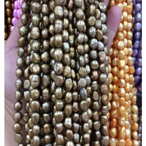 Free Shipping 8-9mm Water Brown Freshwater Cultured Pearl Loose Beads