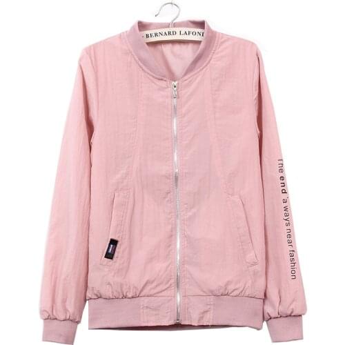 2021 New Baseball Jacket Spring Autumn Pink Plus Size Women Jackets and Coats Short Style Loose Coat Letter Stand Collar Outwear