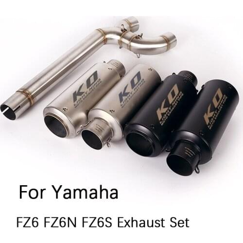 Dual-outlet for Yamaha FZ6 FZ6N FZ6S Motorcycle Exhaust Pipe Middle Pipe Left Right 51mm Muffler Escape Slip On Stainless Steel