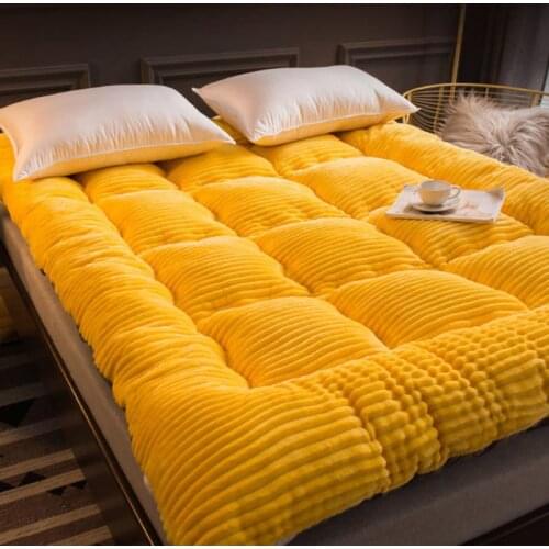 JUSTCHIC Winter Warm Milk Cashmere Mattress Topper Comfortable Soft Foldable Tatami Velvet Sleeping Kids Single Queen King Pad