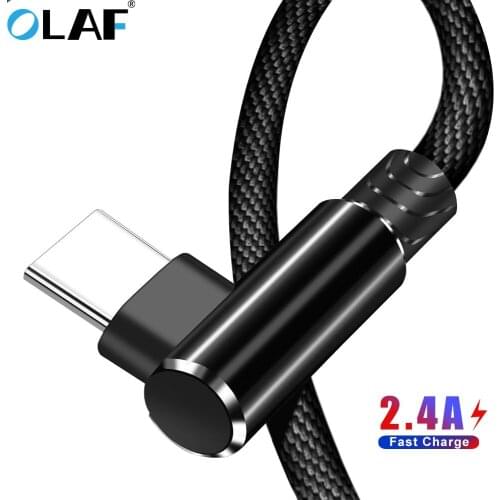 OLAF 2.4A USB Type C Cable 3M 2M 90 degree Fast Charging usb c Cable for Xiaomi mi9 Samsung s9 s8 oneplus 6 Type-c USB-C Devices