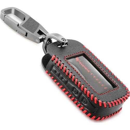 Leather Key Cover For Starline E90 E91 E60 E61 E62 LCD Remote Control Only Two Way Car Alarm Keychain Case