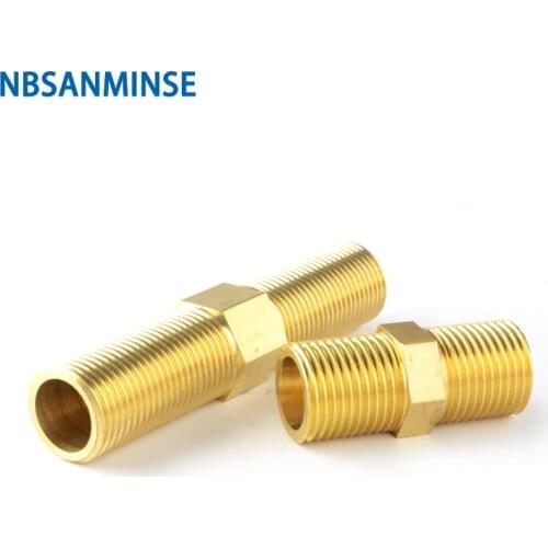 10pcs/Lot SM1001 Brass Reducing Nipple Fitting 3/4-1/2 Male Nipple For Water Heating Joint NBSANMINSE
