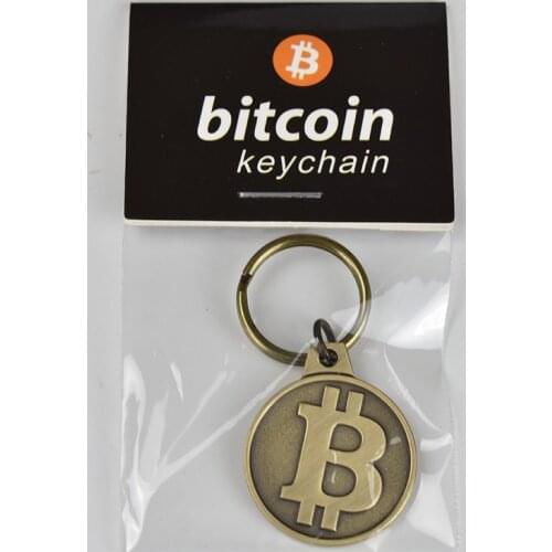 Hot Bitcoin Keychain Gold Plated Bitcoin Coin BTC Coin antique brass plated keychain Pendant Art Collection