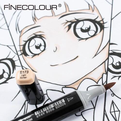 Finecolour 1PCS EF102 Elastic Soft Head Double-Headed Design Profession Manga Art Markers Pen Art Supplies For Drawing