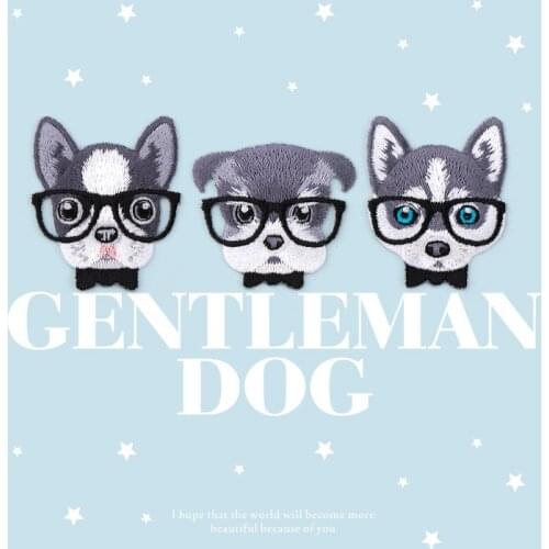 Lovely Dog Pattern Embroidered Patch Iron on Cloth Sticker for Clothing Heat Transfer Patchwork Applique Bag DIY Decoration