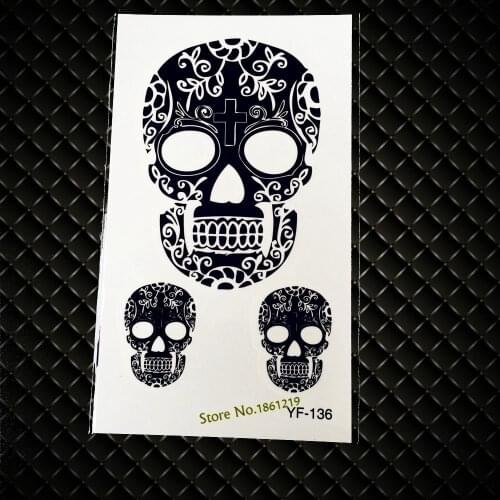 Cool Devil Evil Skull Desgin Sexy Men Women Body Art Temporary Tattoo Stickers GYF-136 Halloween Nightclubs Makeup Fake Tattoos
