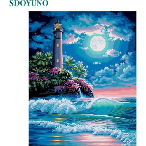 SDOYUNO Abstract Oil Paint By Numbers Kits Scenery 60x75cm Painting By Numbers On Canvas Frameless DIY Draw Nmuber Home Decor