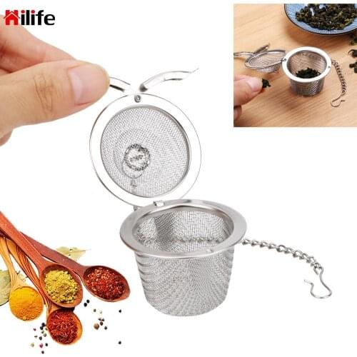Stainless Steel Mesh Herbal Ball Teakettle Locking Tea Filter Seasoning Ball Tea Spice Strainer Reusable