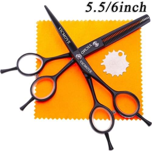 VICMOVE 5.5"/6" Pet Grooming Scissors Professional Dog Hair Scissors Set Cutting+Thinning Pet Shears Silver and Black