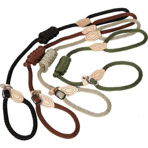 Hemp rope Dog Leash P Chain Slip Collar pet Walking Leads Dog Outdoor sport Leash puppy pet Traction For small Medium Large Dogs