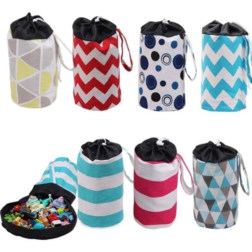 Kids Toy Storage Bag Organizer Bucket Canvas Drawstring Pocket Portable Storage Basket Outdoor Lego Toys Stationery Bags