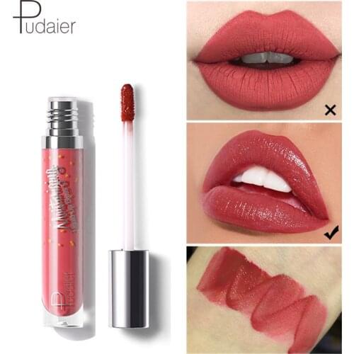 Pudaier Moisturizer Liquid Lip Gloss 12Colors Waterproof Lip Plumper Gloss Long Lasting Matte Lips Tint Lipgloss Liquid Lipstick