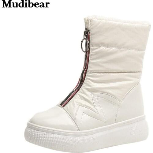 Mudibear Women Boots For Women Office Outdoor Platform Keep warm Women Shoes Round Toe Flats Platform Neutral Footwear Size