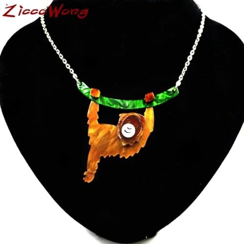 ZiccoWong Fashion Acrylic Monkey Pendant Chain Necklace For Women Men Resin Climbing Cartoon Monkey Necklace Kids Party Jewelry