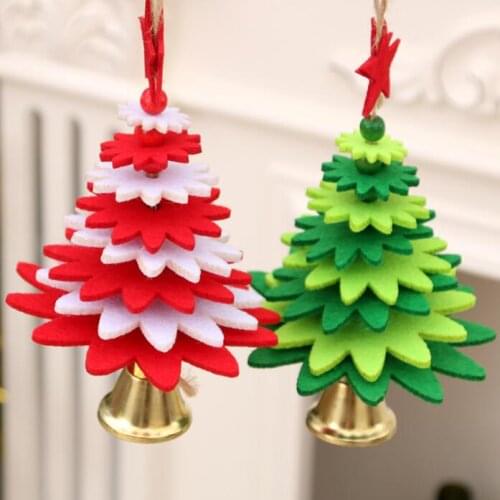 1pc Christmas Tree Pendant DIY Non-woven wind chimes Jingle Bell ornament Christmas decorations