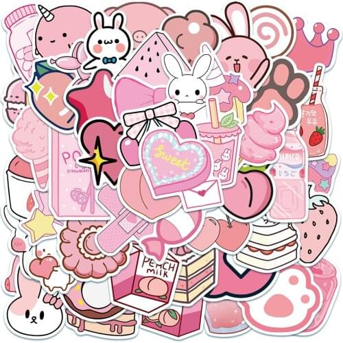 100pcs Cute pink girl sticker Stickers Anime Cartoon Kawaii Waterproof Stikers Skateboard Bicycle Guitar Laptop Kids Stiker Toys