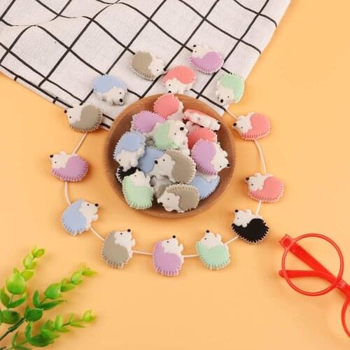 Kovict 5/10 pcs cute mini Hedgehog Silicone Beads Animal Baby Teether Infant Teething Bead For DIY Necklace Accessories Toy