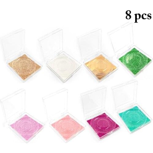 8PCS Eyelash Storage Case Colorful False Eyelash Box Eyelash Packaging Storage Holder Transparent Acrylic Empty Eyelash Case