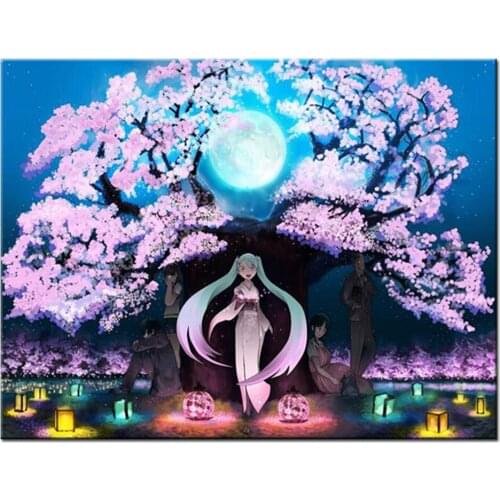Cherry tree scenery Diamond Embroidery Anime girl Cross Stitch Kits Home Decoration cartoon Diamond Painting Square Drill YG2232