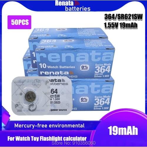 RETAIL New 50Pcs AG1 AG 1 Watch Clock Battery Pilas LR621 LR 621 LR621W SR621SW SR621 1.55V Button Coin Cell Batteries