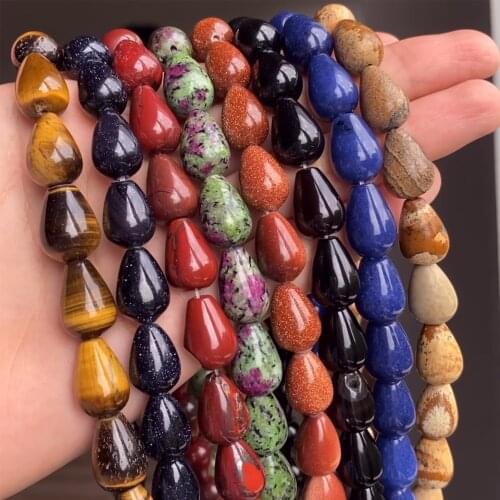 10x14mm Natural Stone Agates Turquoises Tiger eye Quartz Water Drop Shape Loose Beads For Jewelry Making DIY Bracelets Earrings