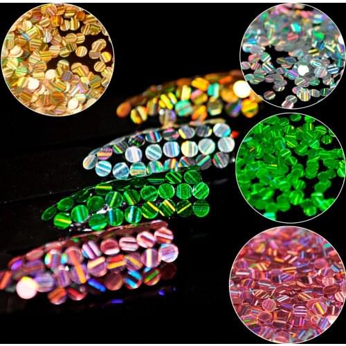 Shiny Round Stripe Line Nail Art Glitter Slice Laser Flakes Ultra-thin Holographic Silver Gold Green Pink Nail Sequins Paillette
